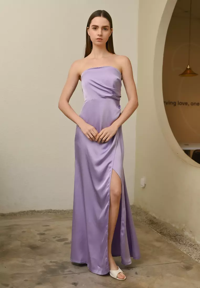 抹胸丝绸连衣裙