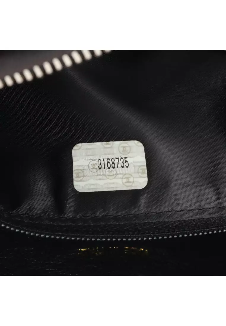 Pre-Loved Chanel coco mark Shoulder bag chain shoulder bag lambskin black gold hardware fringe