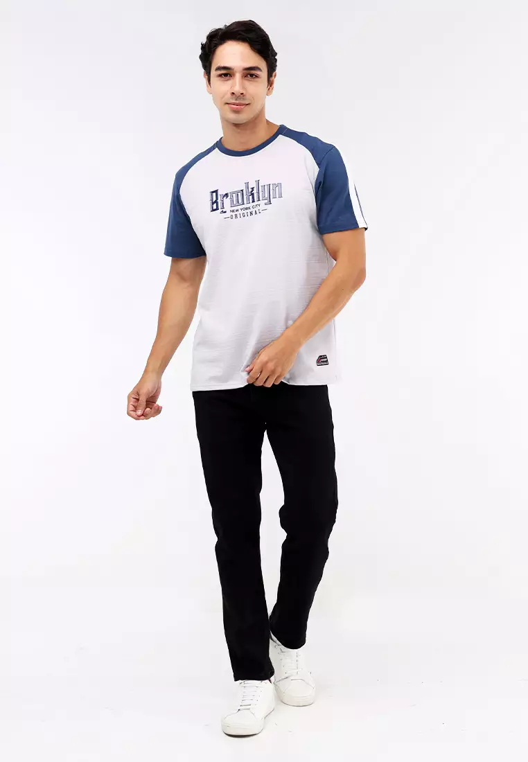 Round Neck Streaky Short Sleeves