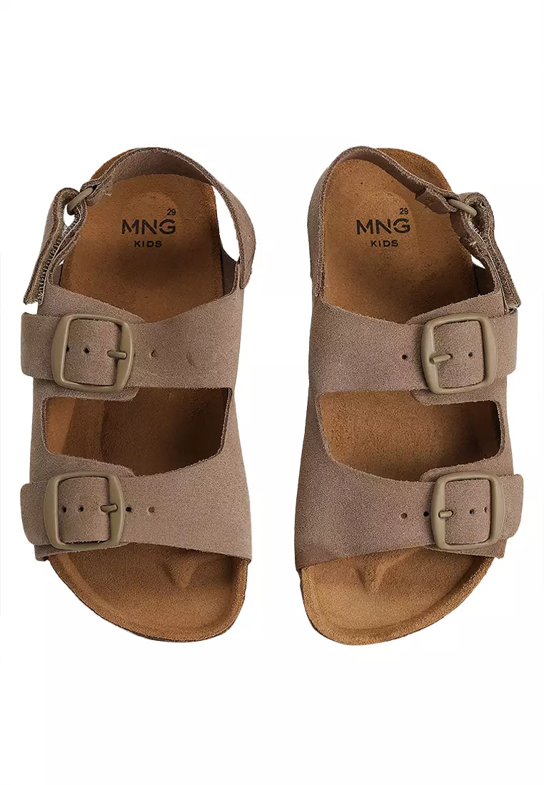 Split Leather Sandals with Buckle