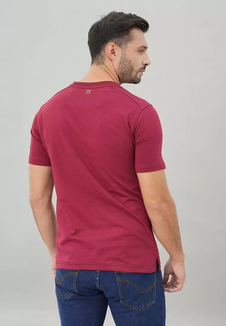 LGS - Slim Fit - Kaos Casual Pria - Lengan Pendek - Polos - Merah - JTS.322.S3206F.02.C