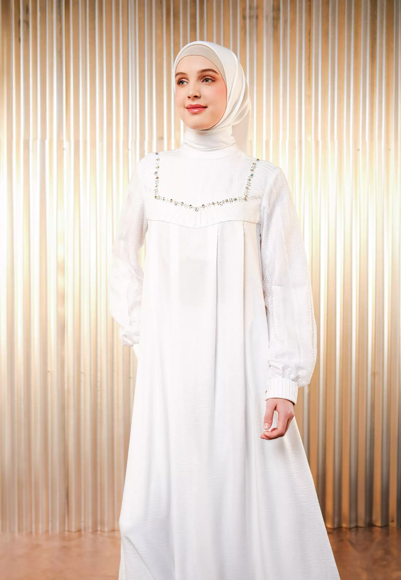 Jual SHAFIRA Shafira Quintana Dress Broken White Gamis Panjang Wanita