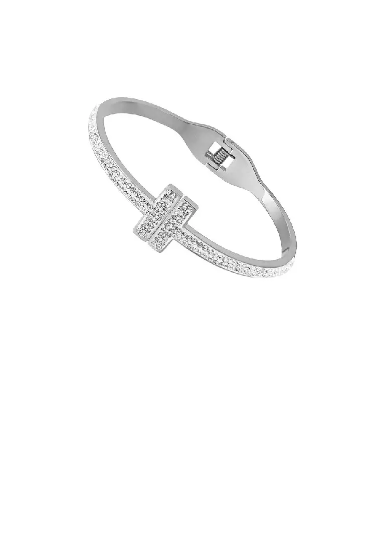Buy Glamorousky Fashion Brilliant 316L Stainless Steel T Shape
