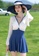A-IN GIRLS white and blue Elegant mesh-paneled swimsuit B9619USC6161EDGS_3