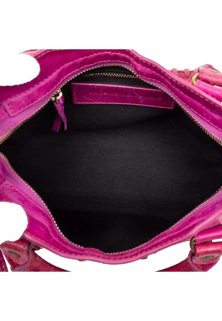 Pre-Loved Balenciaga Mini Lambskin Motocross Stadio Laser Cut Cross Classic City Satchel