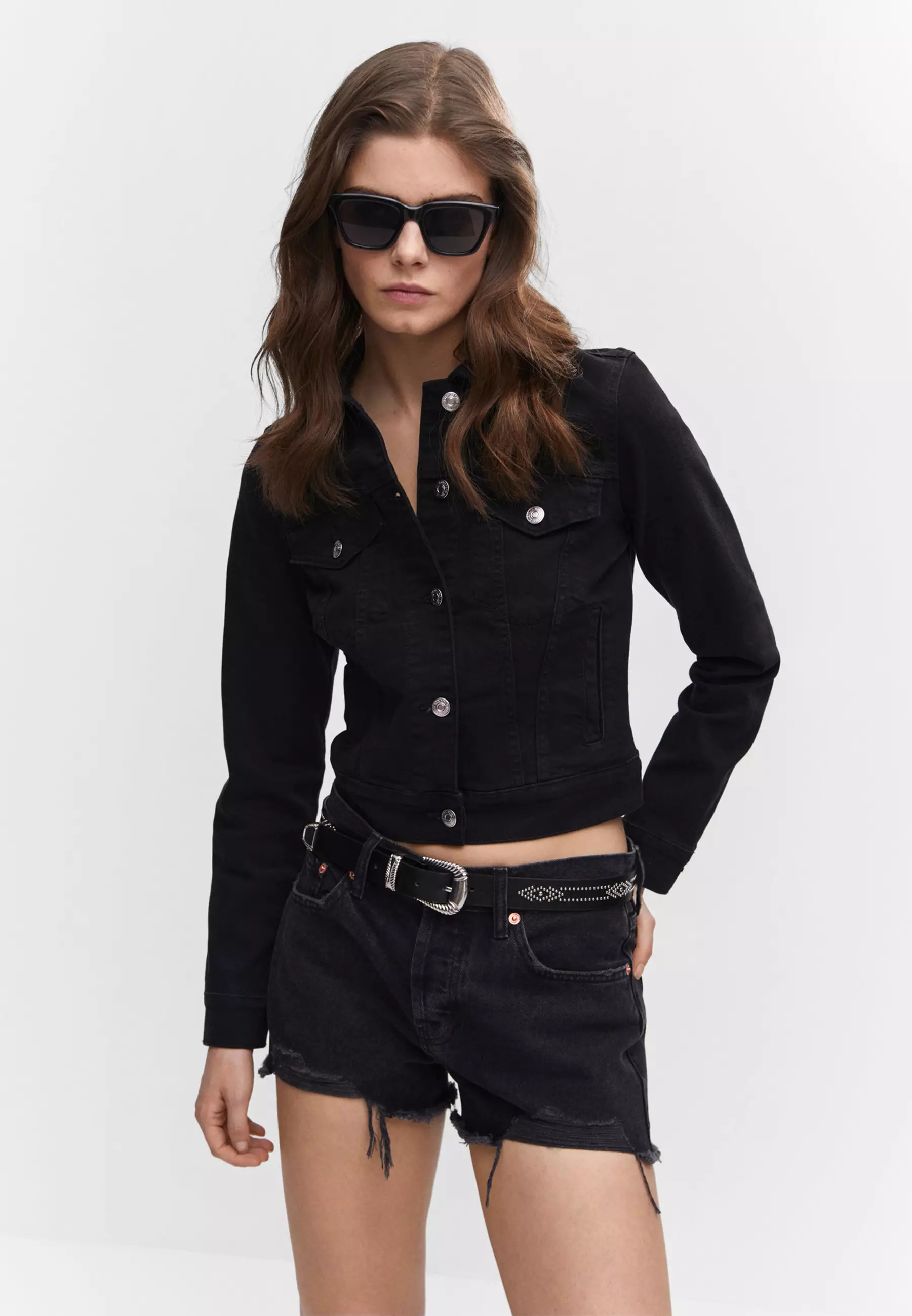 Mango black denim sales jacket