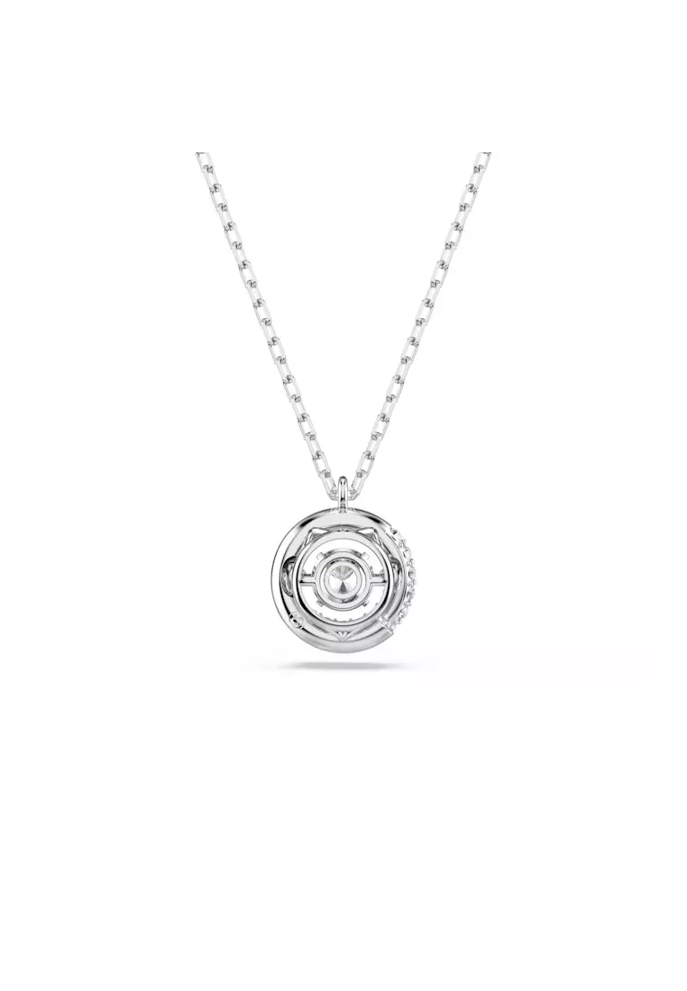 Dextera pendant, Round cut, White, Rhodium plated
