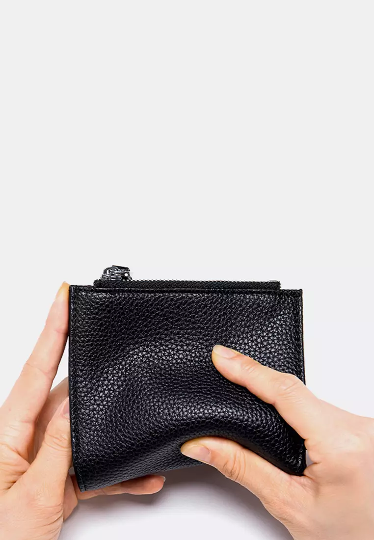 Full Grain Leather Double Zipper Purse JW AN-1701