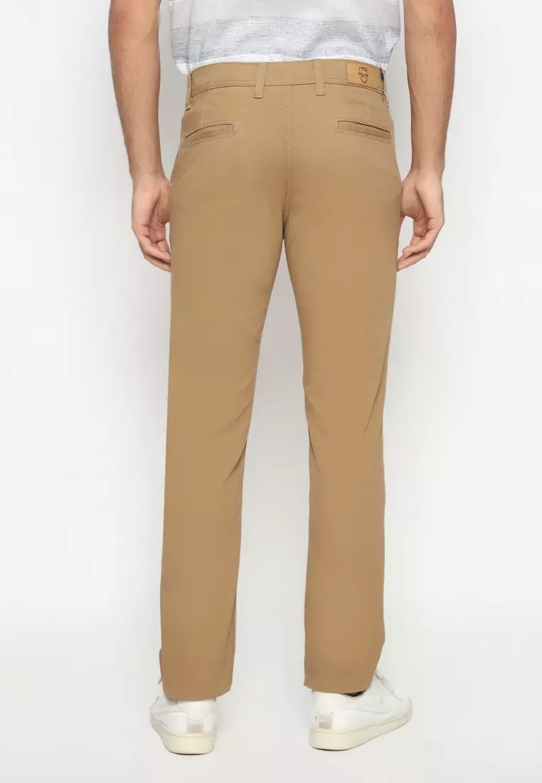 POLICE Celana Chino Panjang Cotton Premium Stretch Khaky Tua Slim Fit Pria