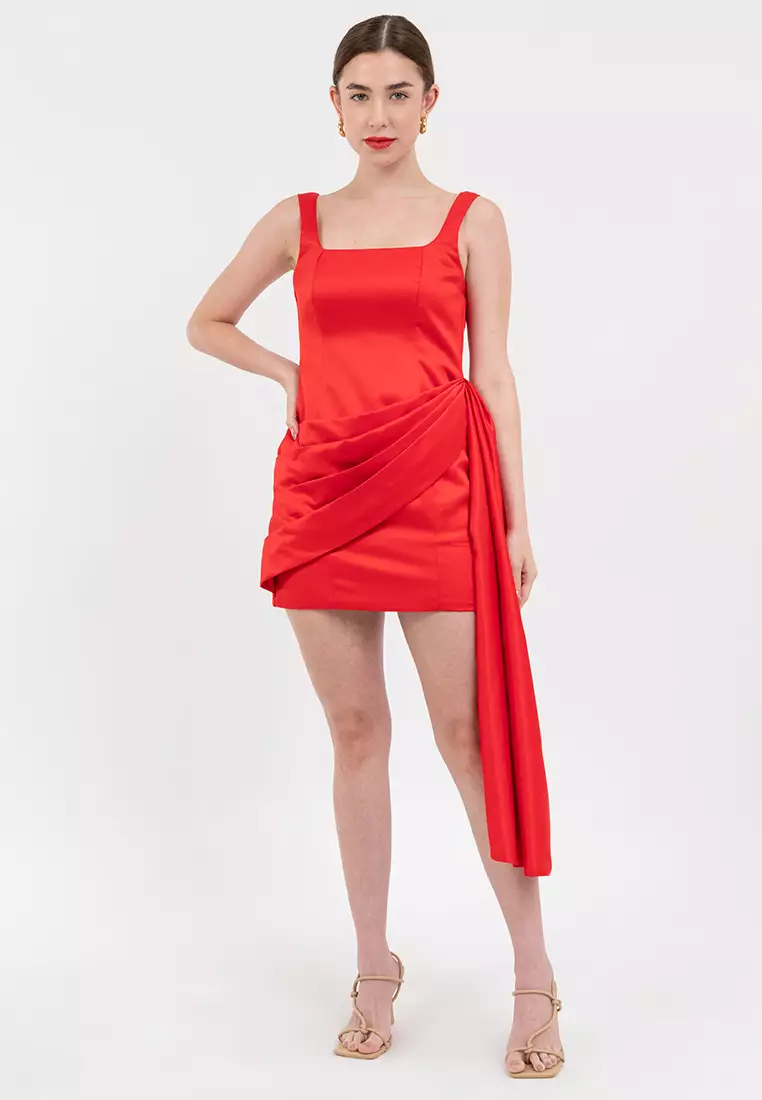 Kingsley Squareneck Satin Mini Dress