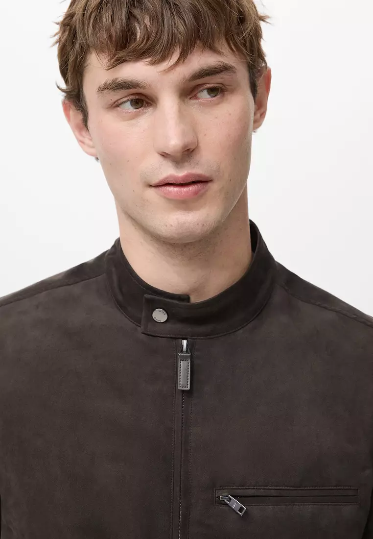 Suede-Effect Biker Jacket