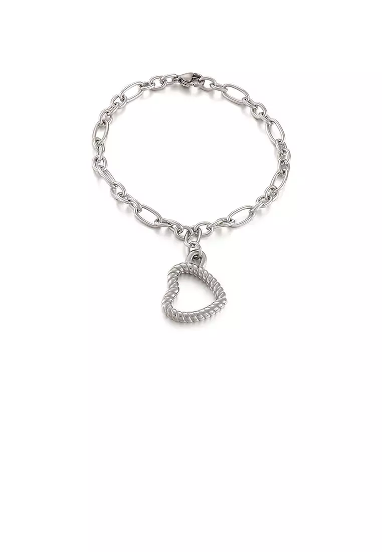 Fashion and Simple Hollow Heart-shaped 316L Stainless Steel Bracelet