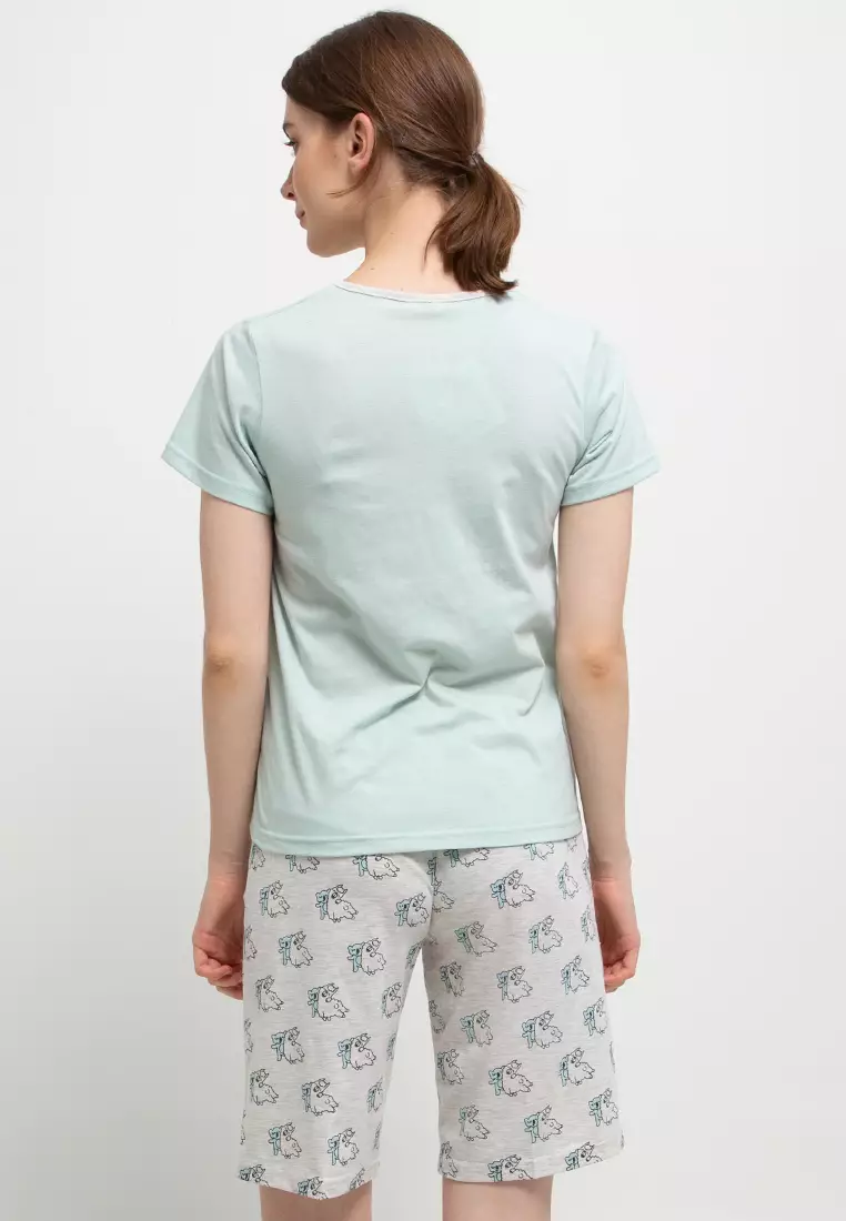 Pyama Baju Tidur Short Sleeve Short Pants  Set  Sleepwear