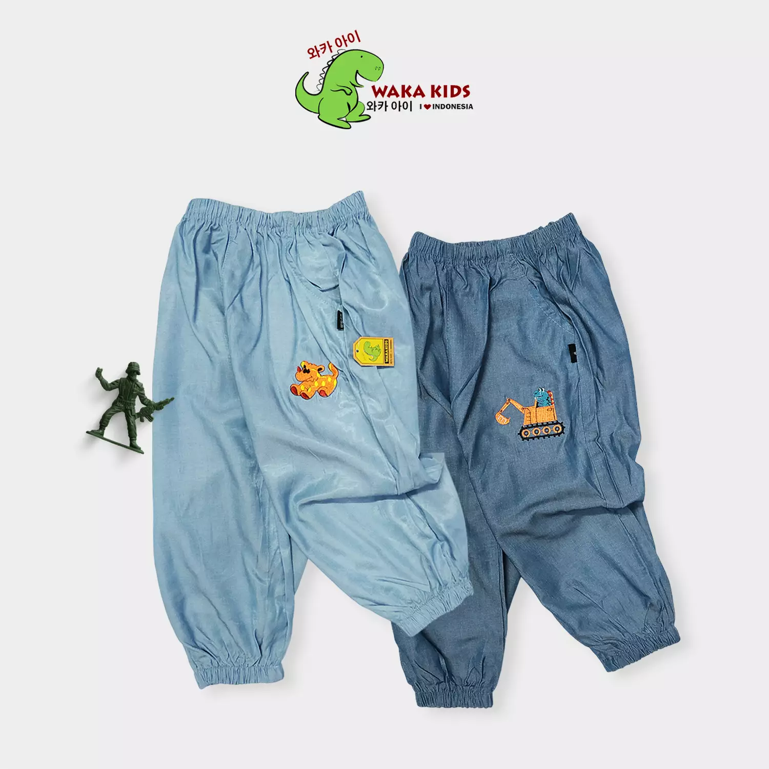 Wakakids Celana Panjang Jogger Pants Anak Laki Laki dan Perempuan Katun Adem Bordir Motif Tractor 062 Venrc