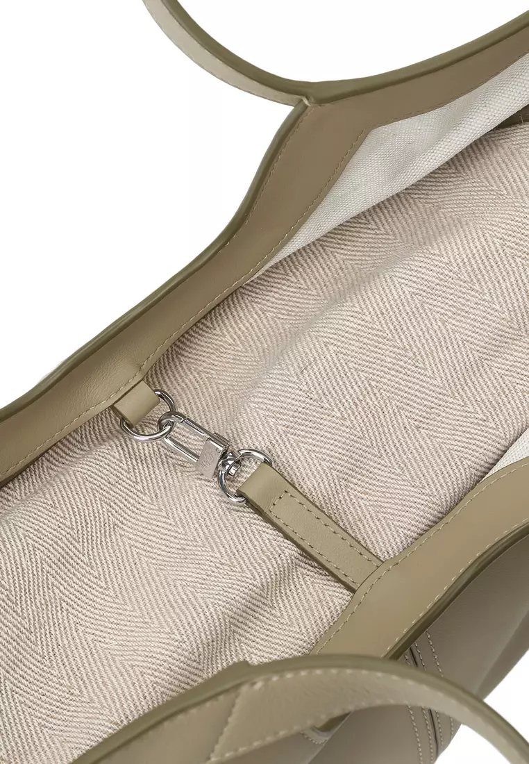 Scoop Top Basket Tote Bag - Light Toffee