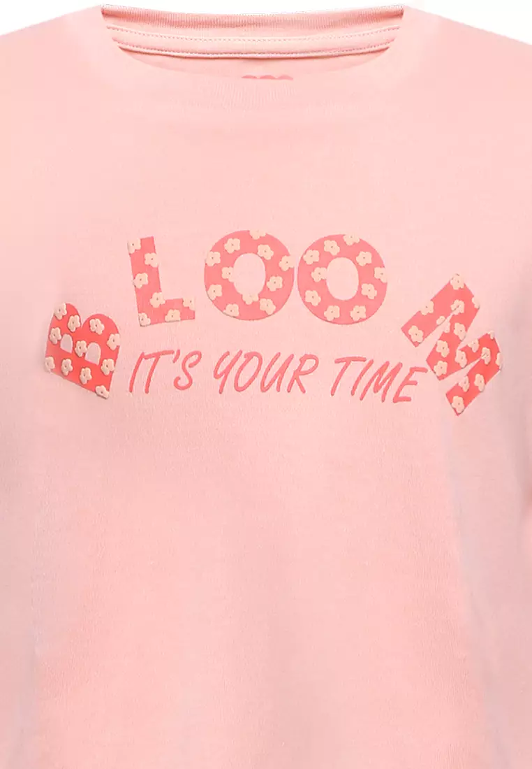 Qna Girl Glossy T-shirt Panjang Anak Pink Salem