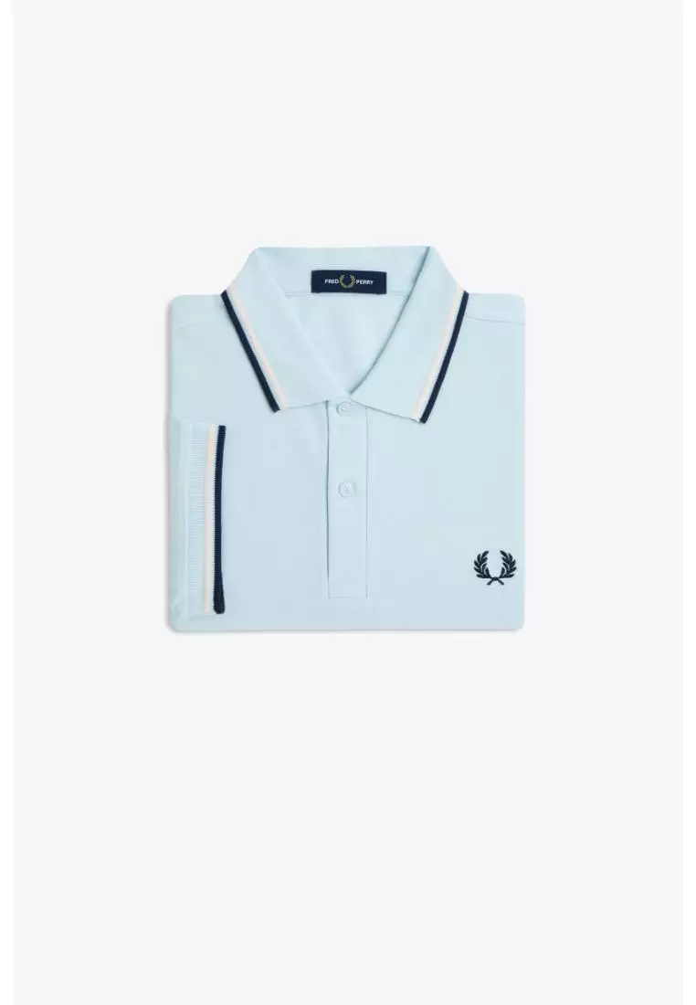 Fred Perry M3600 Twin Tipped Fred Perry Shirt (Light Ice / Silky Peach / Tennis Blue）