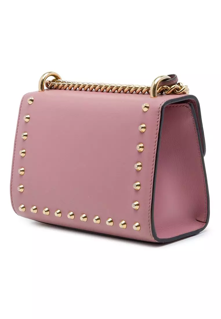 Pre-Loved Gucci Small Pearl Studded Leather Padlock Crossbody