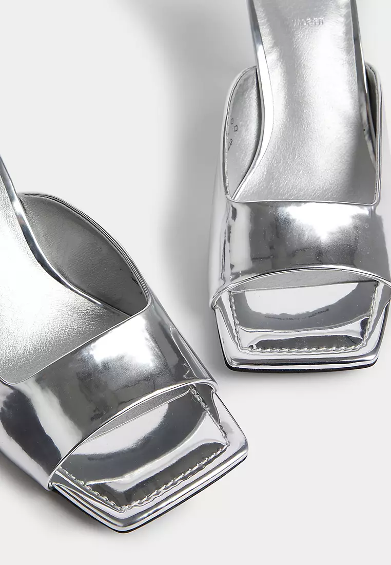 Wide Fit Metallic Kitten Heel Mules