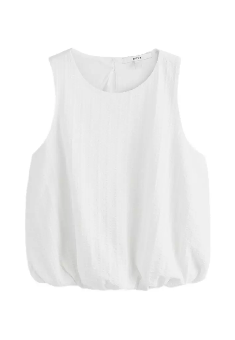100% Cotton Sleeveless Bubble Hem Top
