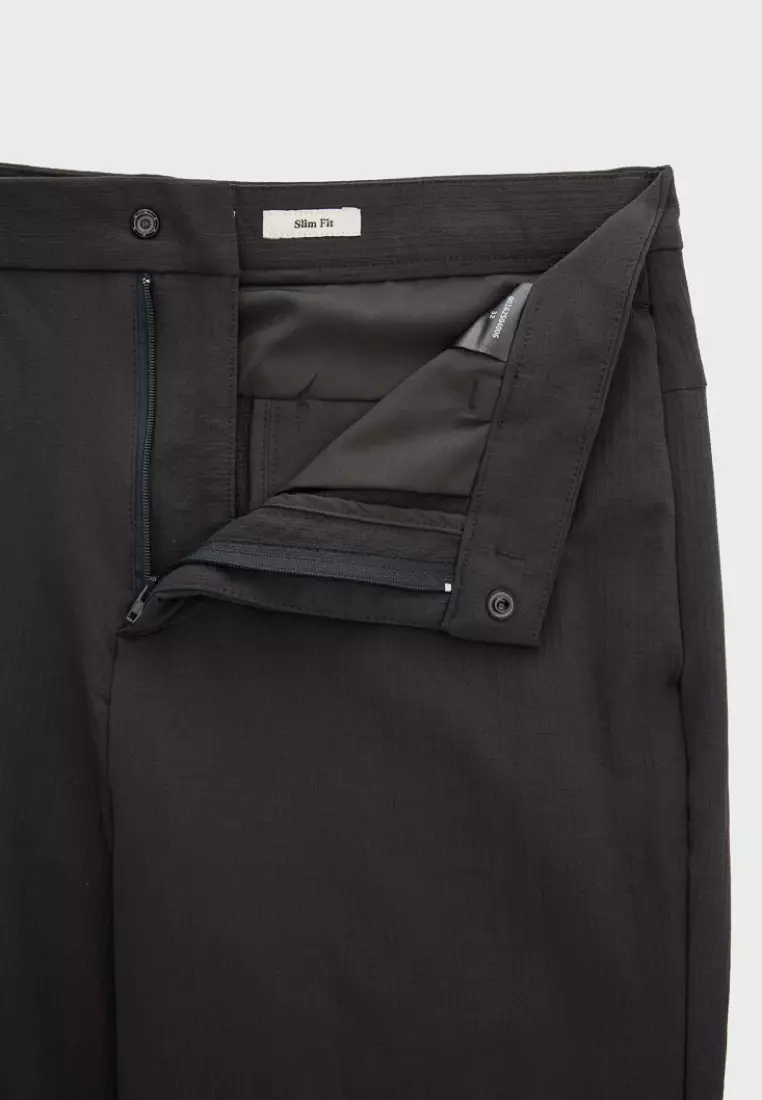 Dark Grey High Strech Comfortable Slim-fit Trousers
