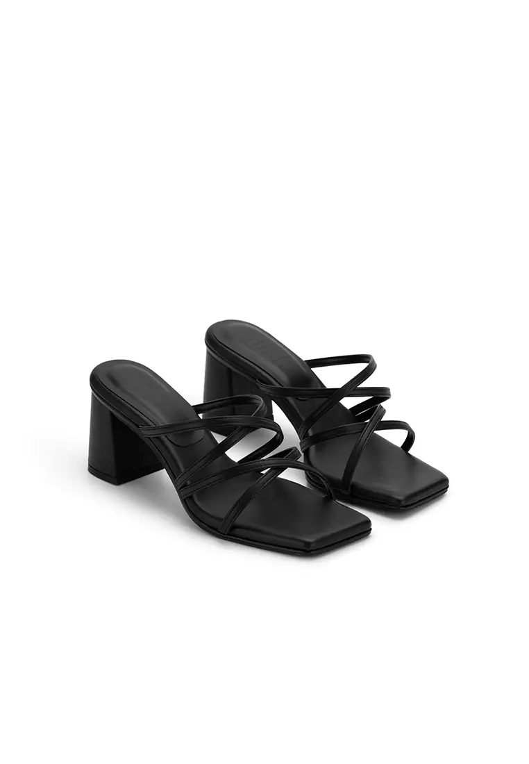 CLOUDFOAM MULTI-STRAP BLOCK HEEL SLIDES方頭踝帶粗跟拖鞋