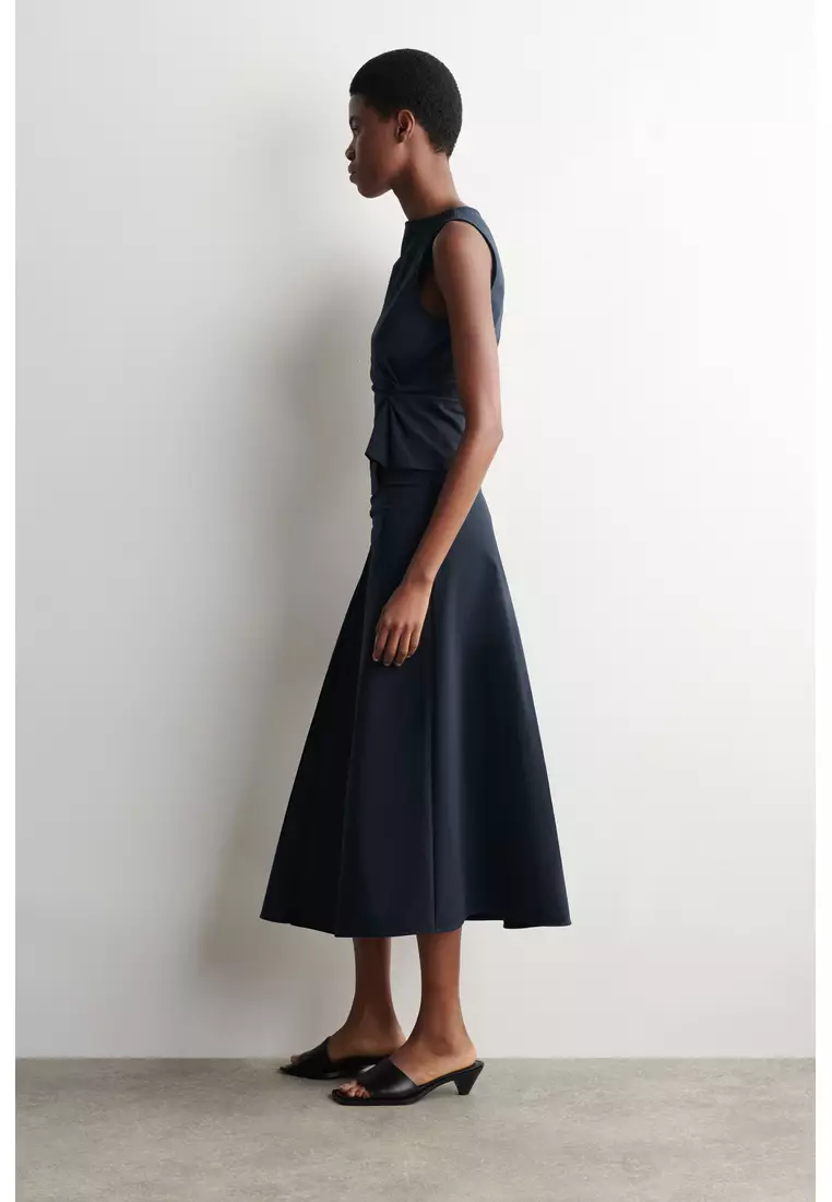 TWIST-DETAIL JERSEY MIDI SKIRT