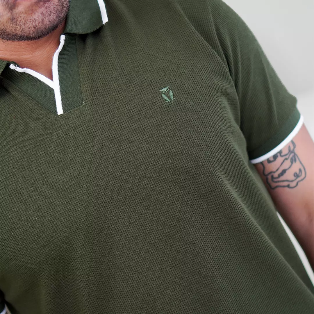 MATSUDA Kaos Polo Pria Waffel Kerah Otsuki