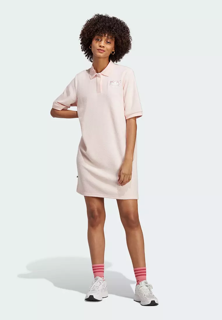 Pink and white polo dress store