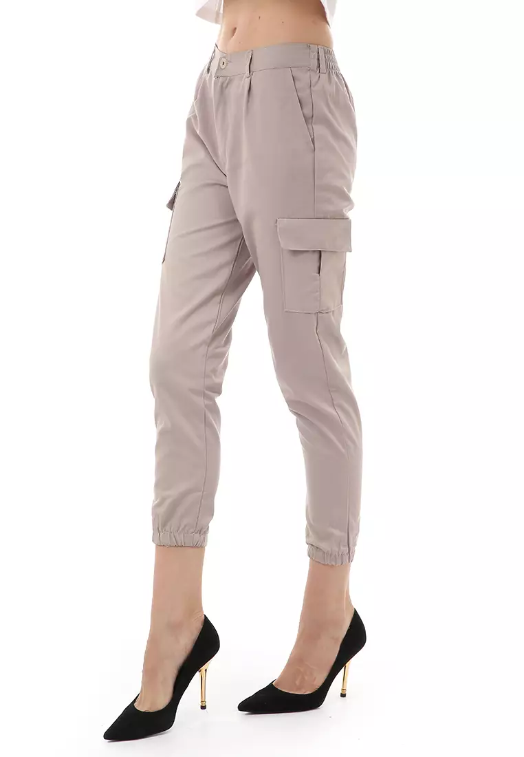 Jourel Jogger Pants Kasual Wanita Material Cotton ORIGINAL - Cream