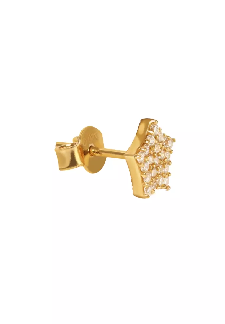 Single Pavé Wide Star Stud 18k Gold