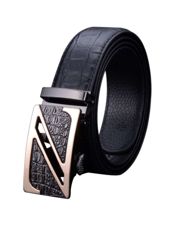 Twenty Eight Shoes black Automatic Buckle Embossed Leather Belt TS-A8 DD29DAC09C0209GS_1