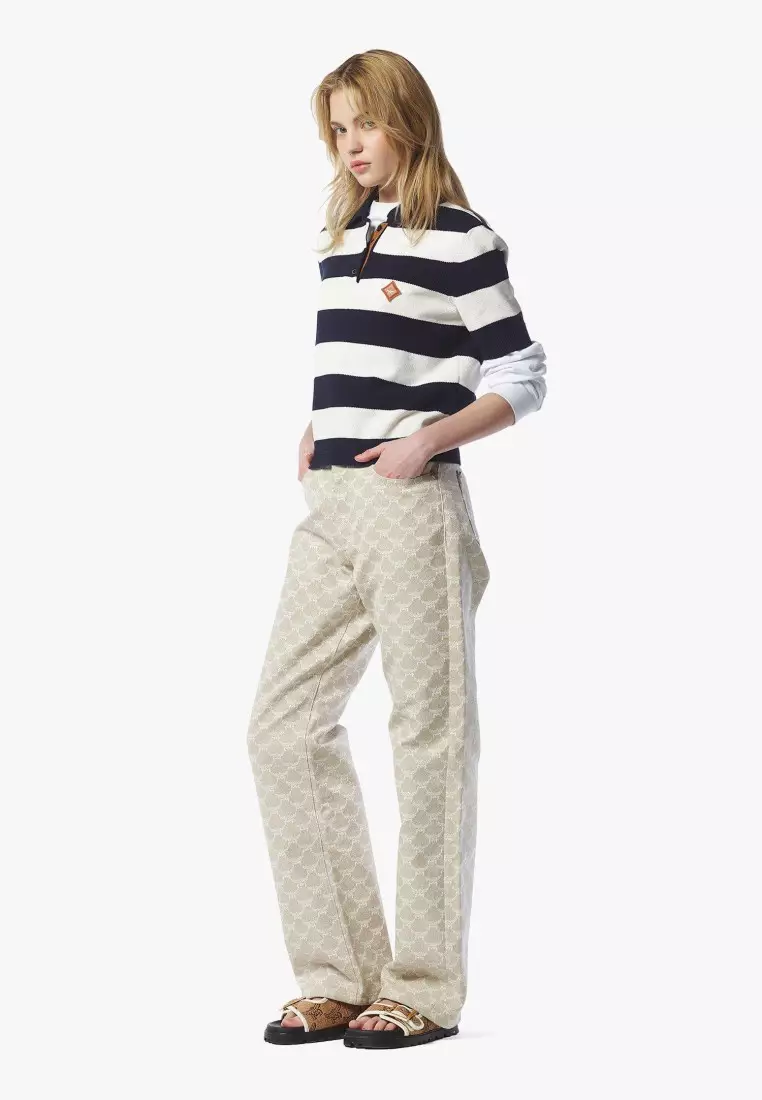 Stripe Knit Cropped Polo