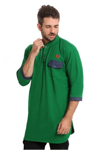 Jual ZAYIDAN Kaos  Gamis  Denim  Pocket Zayidan Hijau 