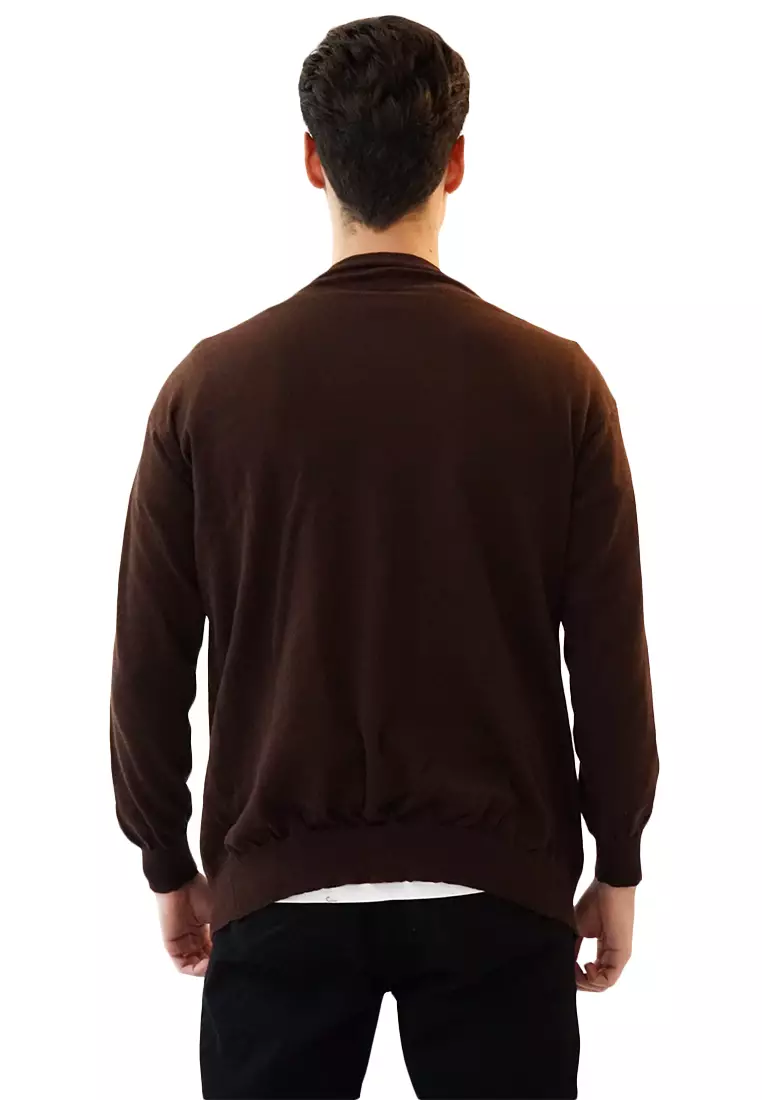 Houseofcuff Cardigan Pria Oversize Sweater Korea Big Size Jumbo Cokelat