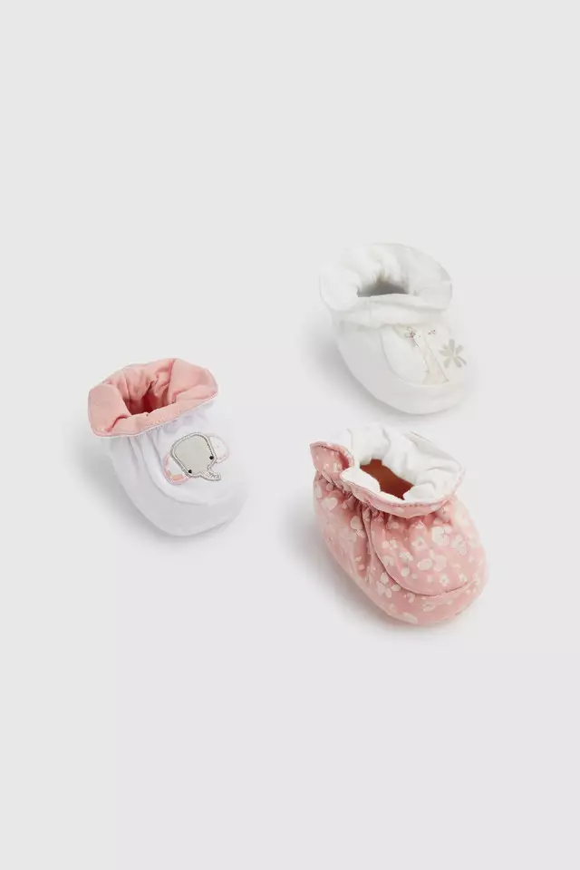 Mothercare Elephant Baby Booties 3 Pk - Sepatu Bayi Perempuan (Pink)