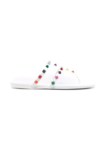 Valentino Garavani white Valentino Garavani Multicolor Rockstud Thong Jelly Sandals White D48B8SH89003FEGS_1