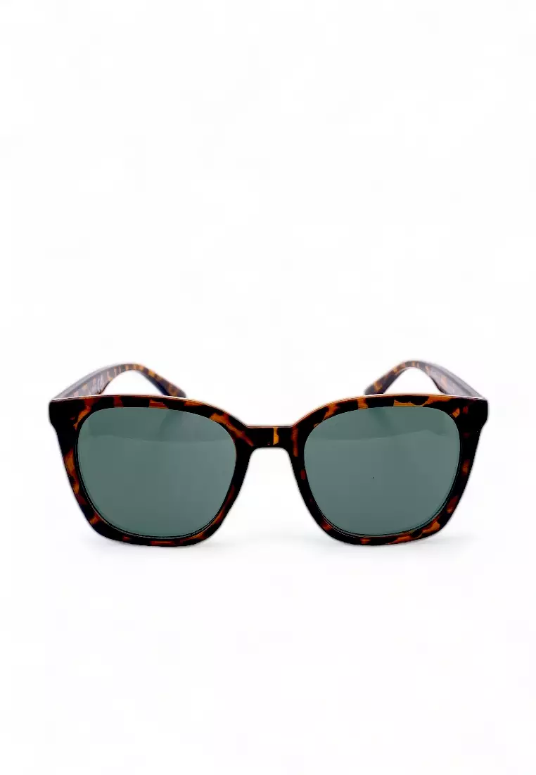 Unisex's Rectangle Frame Amber Plastic UV Protection Sunglasses SUNSC37006