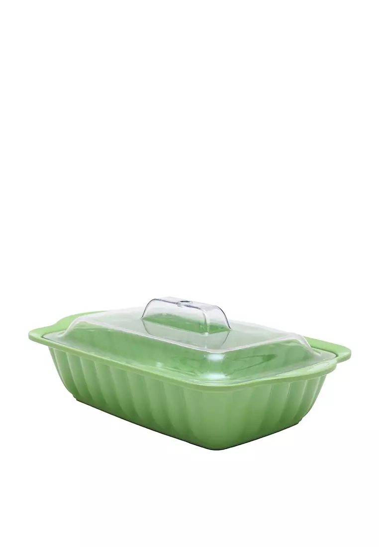 L.Blend 12.5 inch Sevila Rect. Casserole Cover Trans Hijau