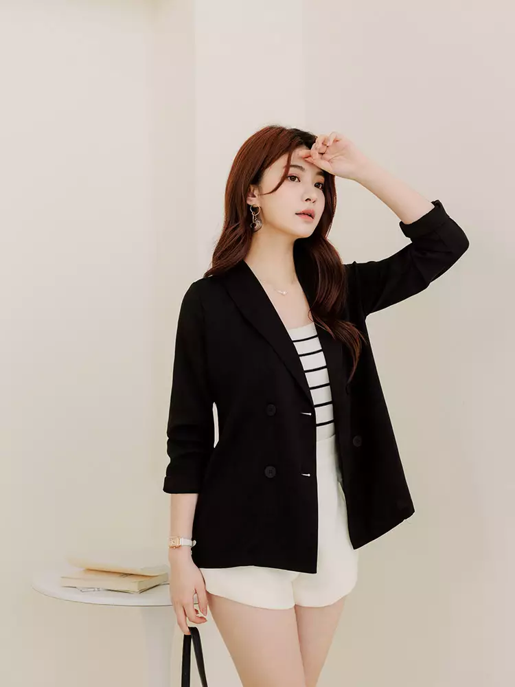 Shawl Lapel Double-Breasted Blazer [EA3618]