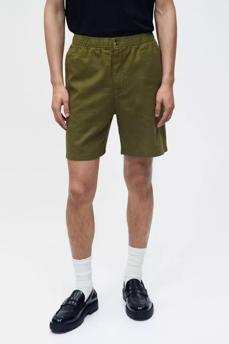 Regular Fit Linen-blend shorts
