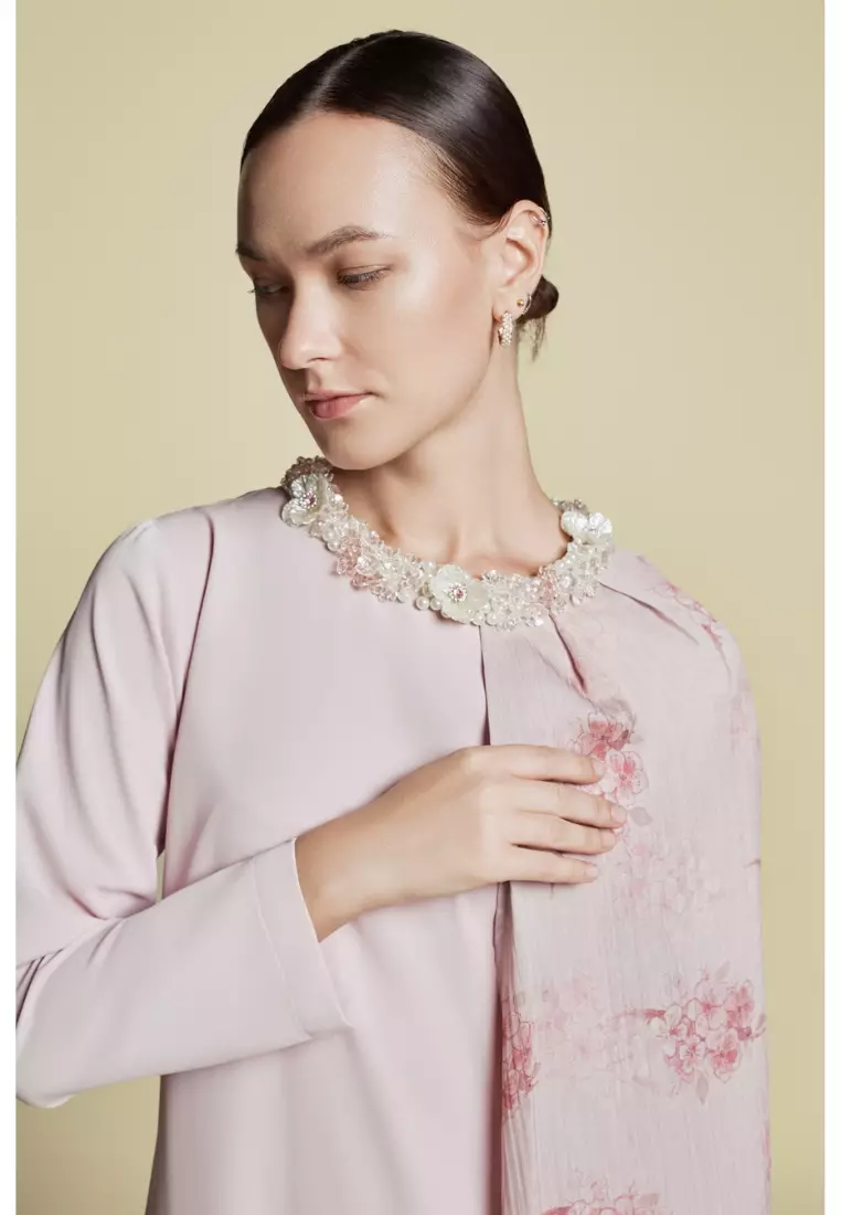 Asymmetrical Side Cape Kaftan in Silk