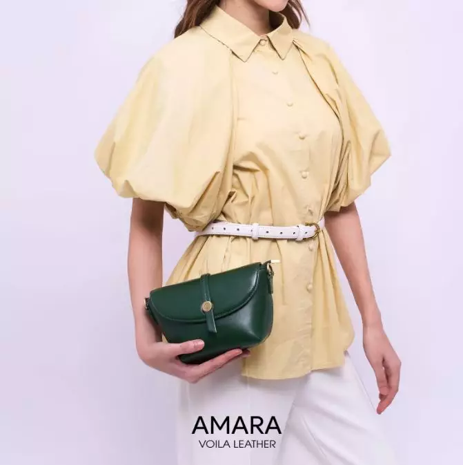 VOILA LEATHER Tas Selempang Wanita Kulit Asli Genuine Leather Sling Bag AMARA Black