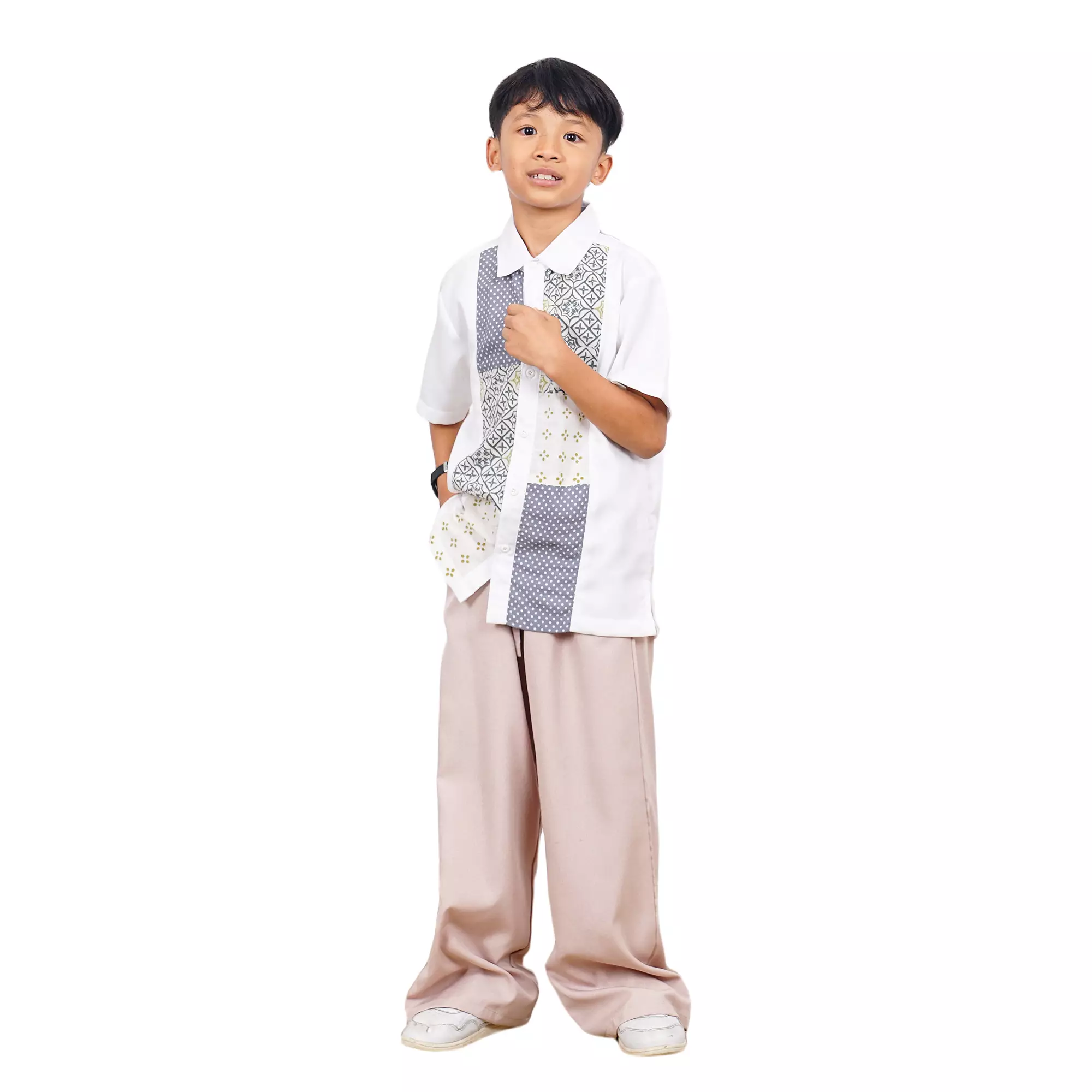 Kemeja Batik Anak Laki-laki - Bhatara Batik Eden - Atasan Kemeja Batik Modern Lengan Pendek