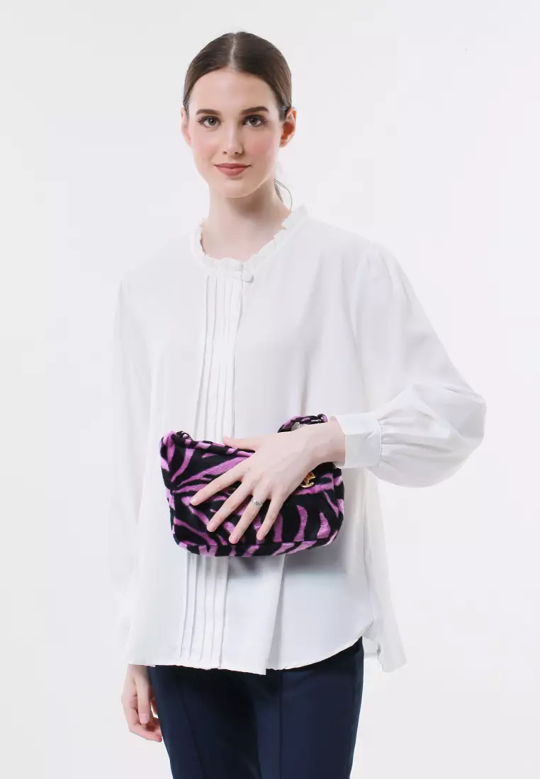 Zaskia Shoulder Bag Wanita Motif Animal Premium Quality - Harimau Ungu