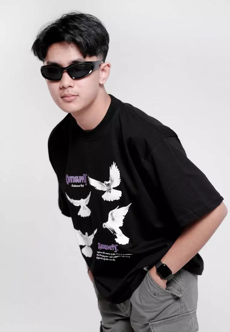 OOTDSUPPLY Oversized Tshirt Serenity Black & White l Kaos Oversize Pria dan Wanita OVZ209