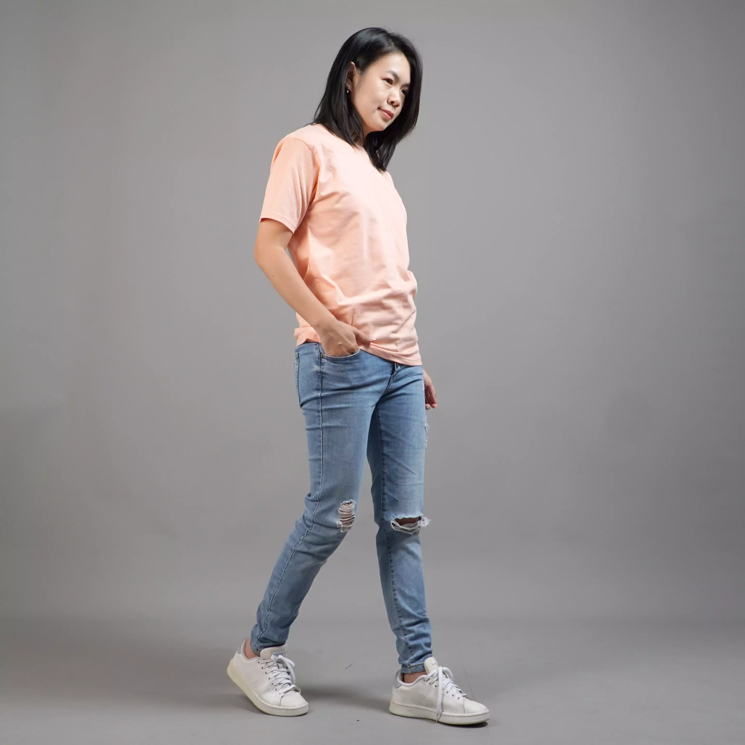 UNILO Size S-BIG Kaos Polos Wanita Basic TShirt Cotton - Peach