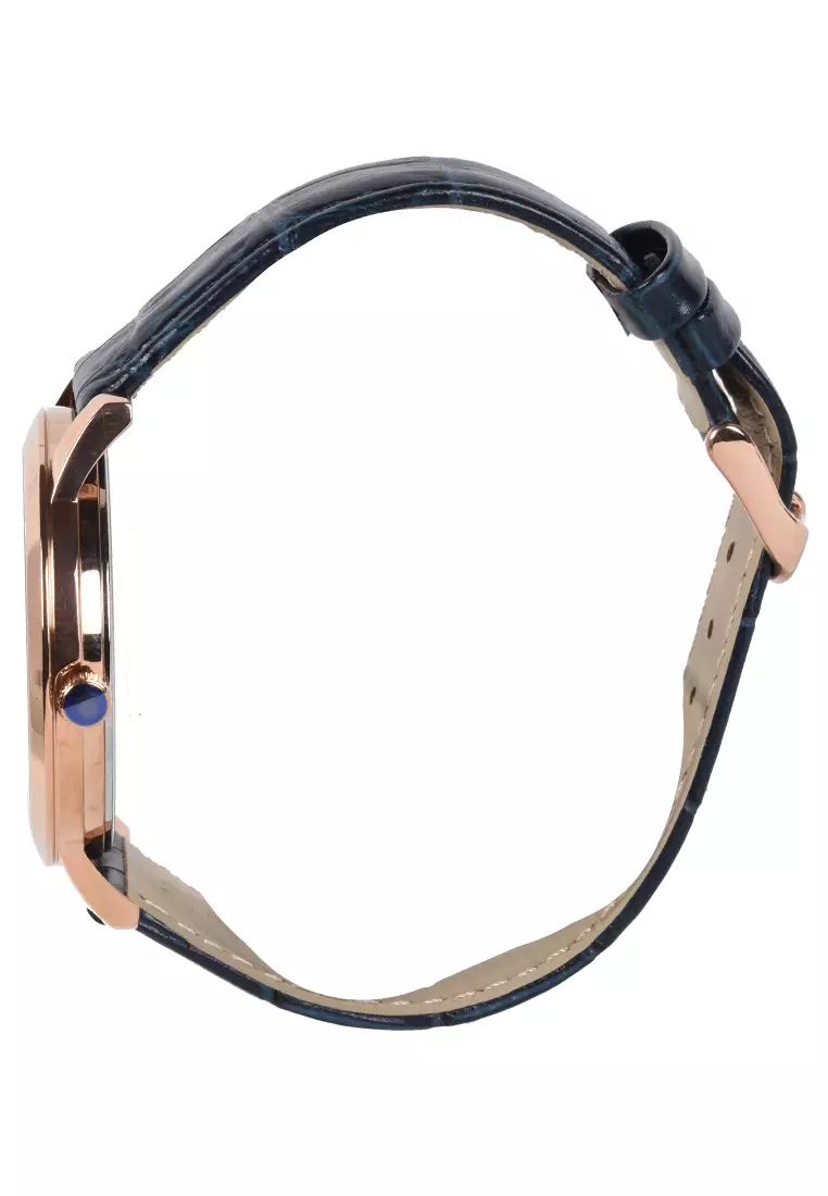 Bonia - Jam Tangan Pria - Rosegold - Blue Leather Strap - BNR166-1583