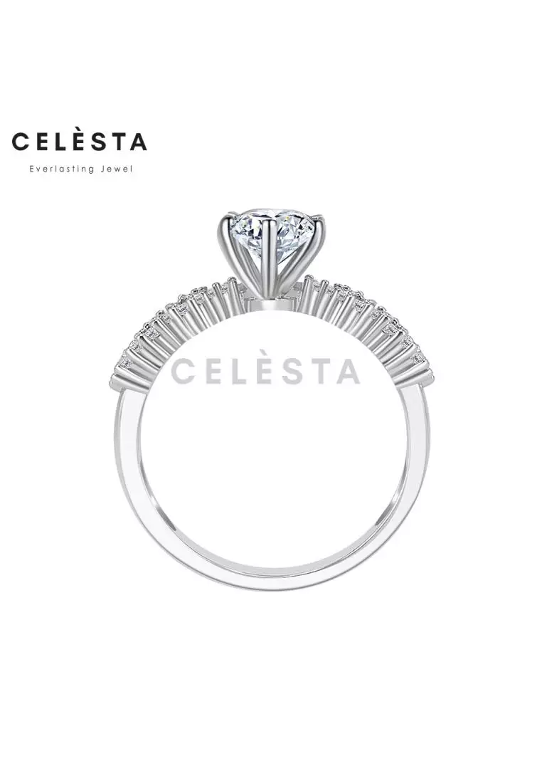 Berlian Moissanite Le Belle Ring [GRA CERTIFICATE MOISSANITE DIAMOND] - Cincin Moissanite Diamond 1 CT 925 Silver Celesta by Her Jewellery