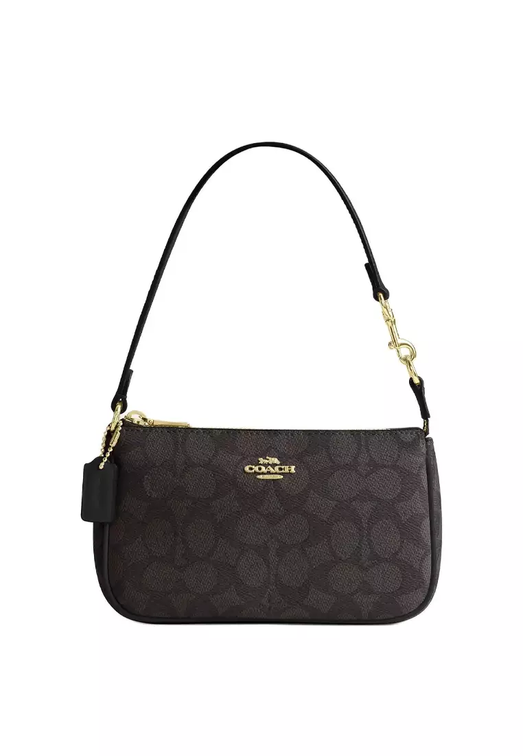 Nolita 19 Shoulder Bag In Signature Canvas Walnut Black CW426